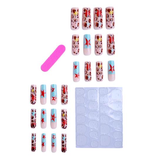 

1 Set False Nails Long Full Cover Easy DIY Artificial Nail Art Kit No Irritation Easy Apply Fake Nails with Seamless Fit Nail Salon Party Wedding Wear