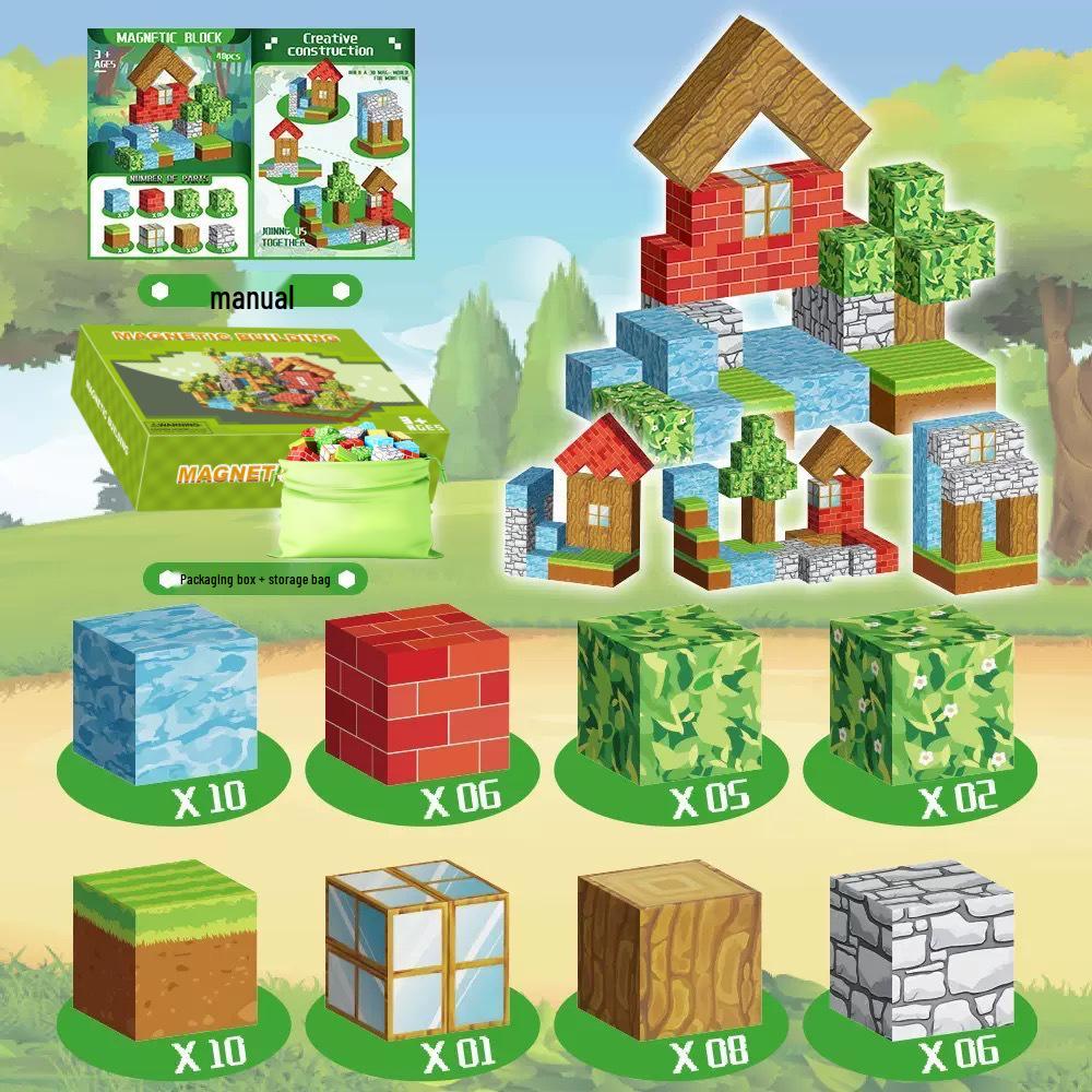 Magic Magnetic Forest Blocks - Magnetic Cube Building Set for Kids