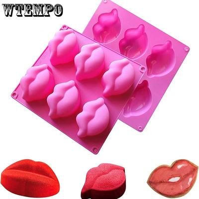 3PCS 6 Cavities DIY Lip Shape Chocolate Fondant Mold 3D Three-dimensional Pudding Mousse Cake Baking Mold Creative Glue Crafts Mold