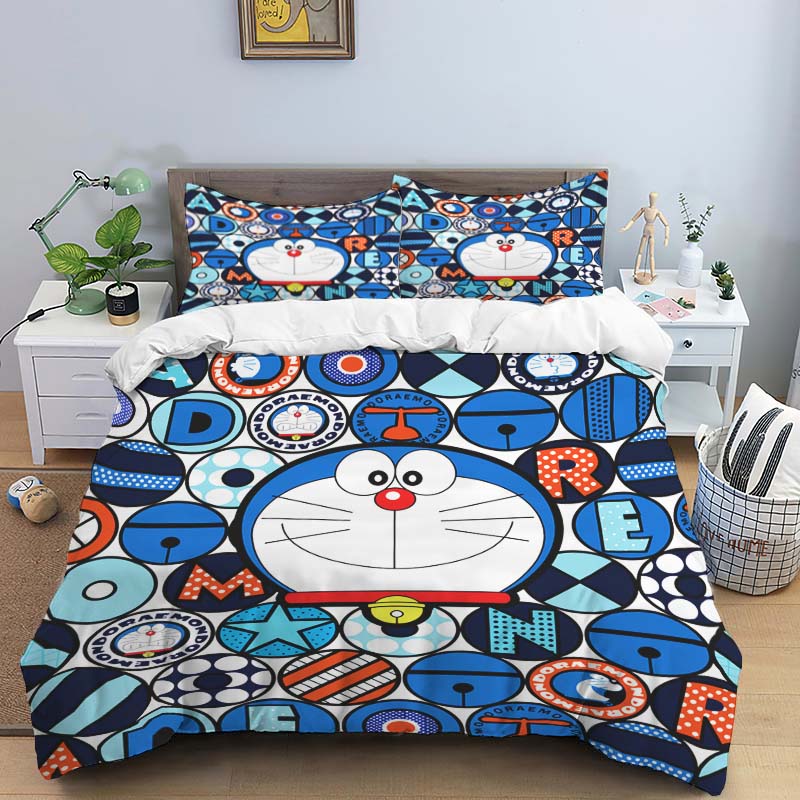 3D Kreslený Doraemon Digitálně Tištěné Povlečení, Povlak na Peřinu, Povlak na Polštář, Ložní Prádlo, Sváteční Dárek