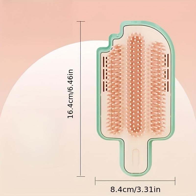 2pcs Ice Cream Shaped Cat Grooming Tool Set with Spring Teaser Wand, Pet Deshedding Brush and Massage Scratcher for Kittens