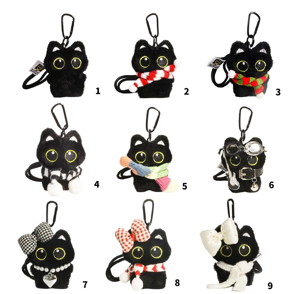 Stylish Adorable Black Cats Bag Charm Plush Doll Portable Accessory for Handbag Decoration and Special Occasions