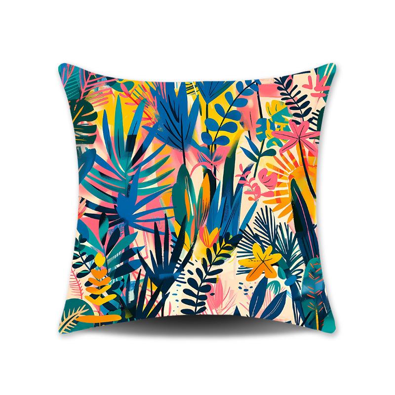 Green Leaves Plush Cushion Cover for Sofa or Bedroom