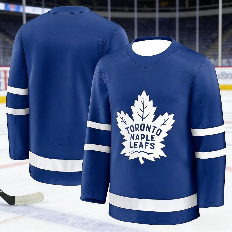 2026 Men's New Toronto Ice Hockey Training Jersey with 3D Print, Breathable, Moisture-Wicking Long-Sleeved T-Shirt Kids
