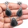 Black Tiger'S Eye Gemstone Mother's Day Silver Jewelry Necklace 20 In