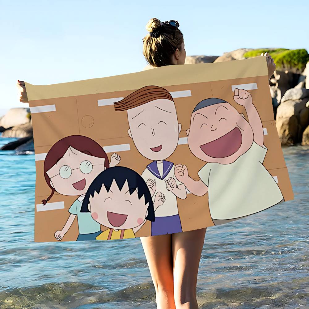 Catoon C-Chibi Maruko Chan Anime Beach Swimming Towel Soft Absorbent Washcloth Children's Gifts for Kids Travel Camping Gym