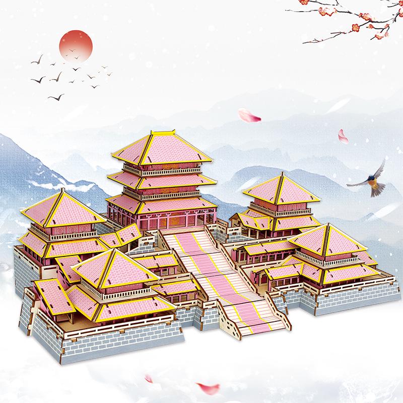 Challenging 3D Wooden Model Puzzle - Ancient Building Design for Adults