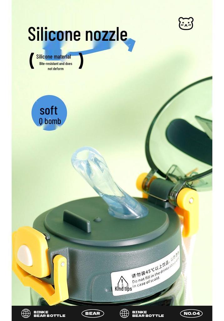 Cool Bear Summer Water Cup: Cute Cartoon Design, Large Capacity Plastic Kettle for Kids & Students