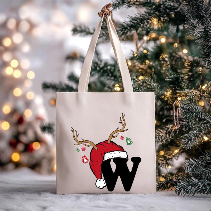 Christmas Letter Print Messenger Bag Student Casual Canvas Bag New