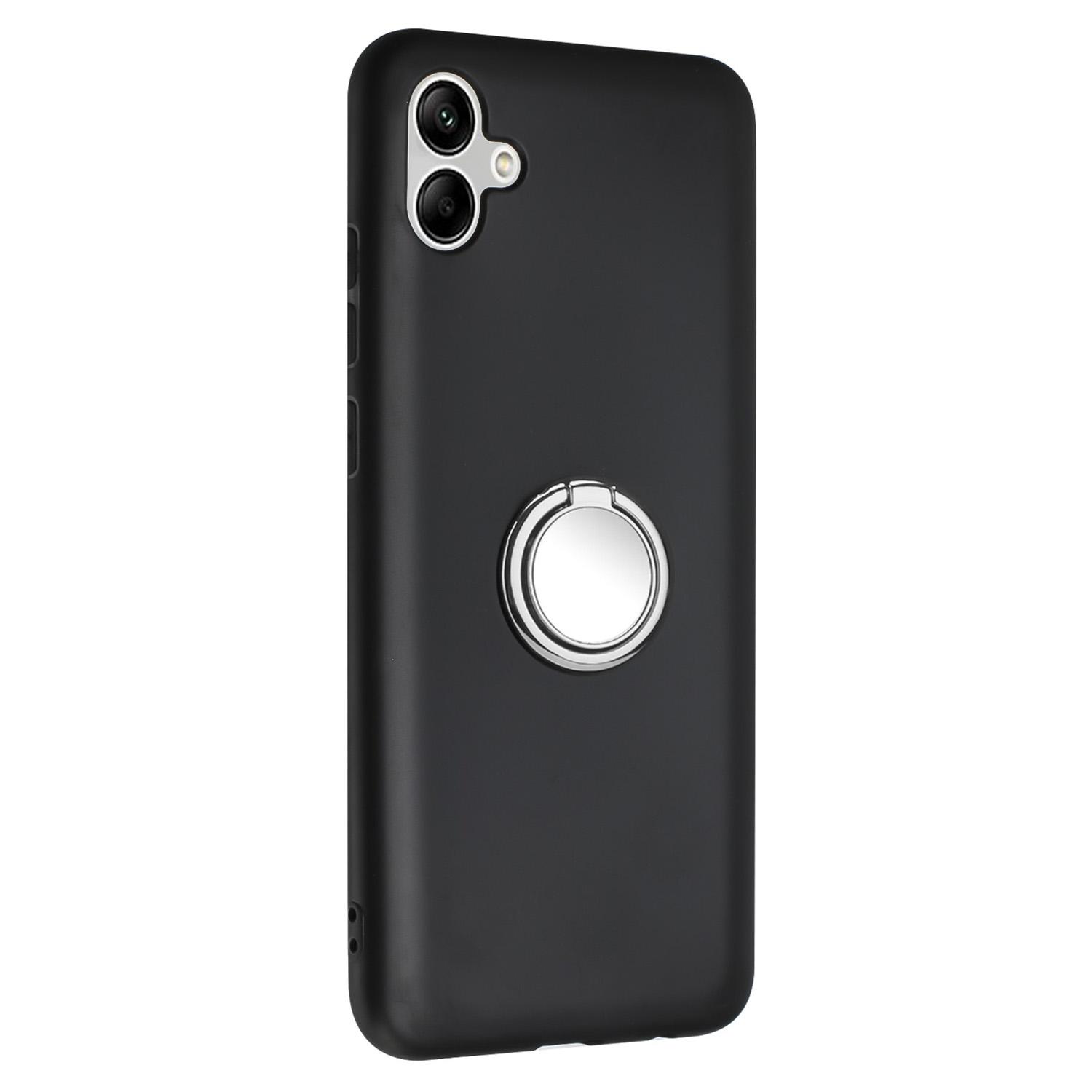 

For Samsung Galaxy A06 4G Case Ring Kickstand Matte Soft TPU Phone Cover Silver