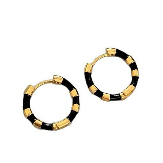 Französische Retro-Luxus-Farbblock-Ohrringe: Damen Ohr-Manschetten im chinesischen Stil