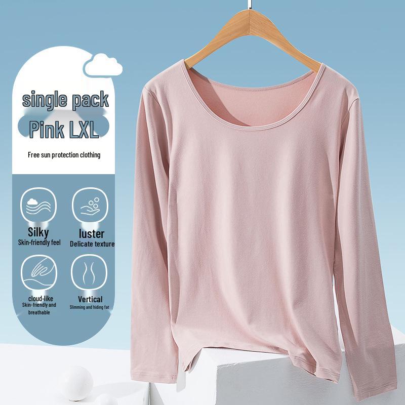 

Женский топ с длинным рукавом, круглым вырезом и маской - Теплый однотонный для осени и зимы L