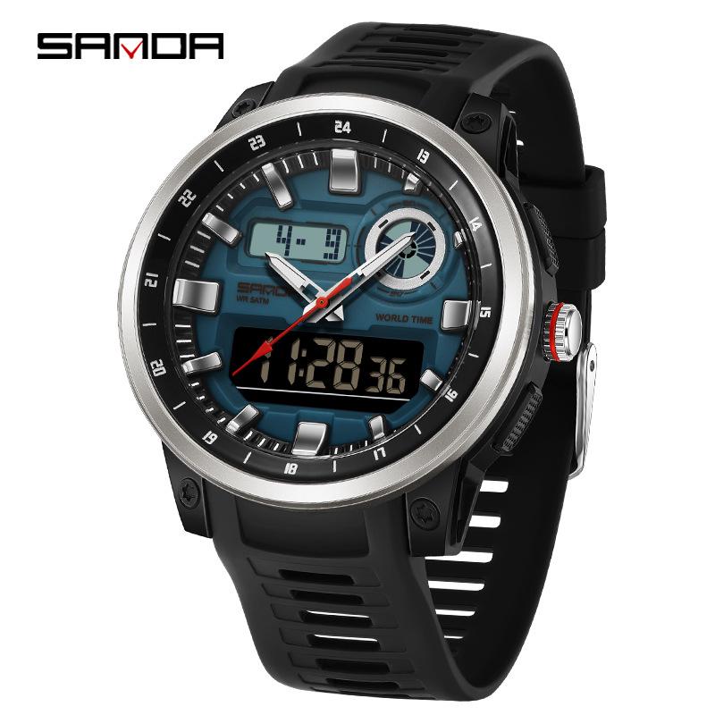 Sanda Unisex Digital Sports Watch with 4 Alarms, Outdoor Stopwatch, and Running Timer