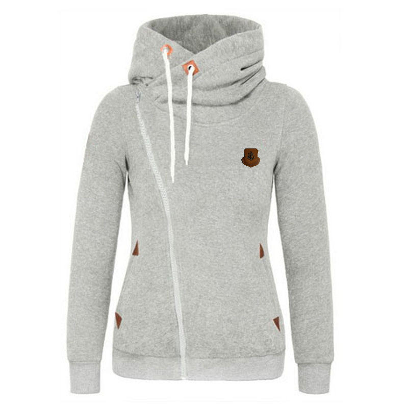 

Female Spring and Autumn Unique Side Zipper Top Sports Cardigan Hooded Plus Size Sports Shirt XXS