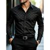 Light Luxury Dark Patterned Diamond Shaped Men's Shirt, Silky Slim Fit Shirt, European and American High-end Dark Printed Shirt