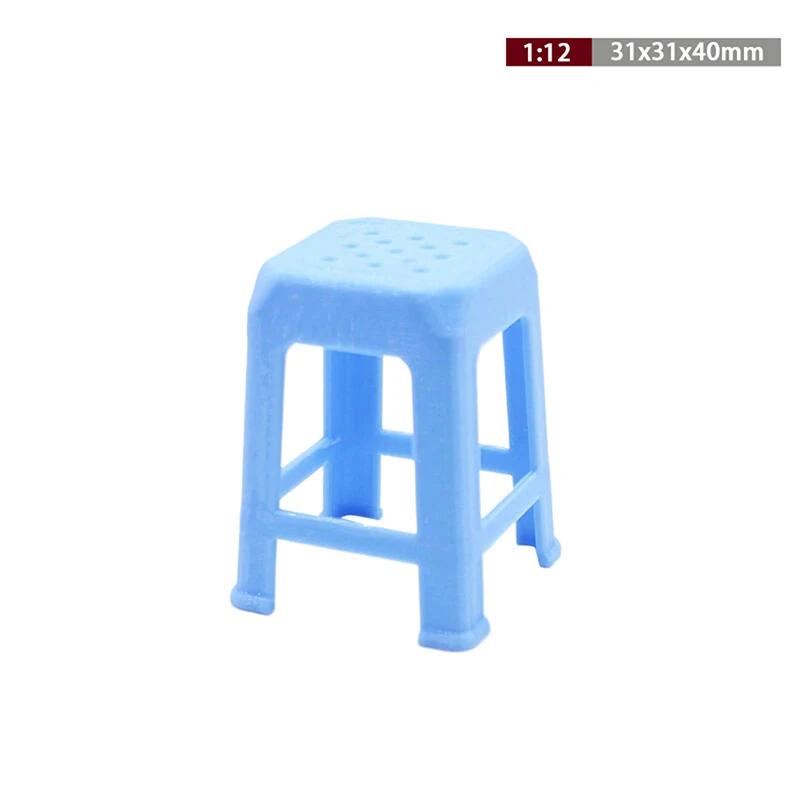 1Pc Dollhouse Miniature Plastic Stool Small Chair Model Doll House Mini Simulation Living Room Furniture Decor Toy Accessories