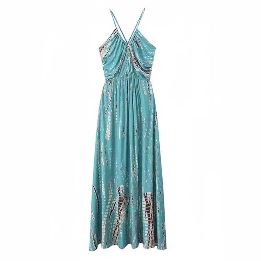Bohemian Vacation Dress Women's Summer New French Travel Photo Seaside Beach Dress Temperament Long Skirt