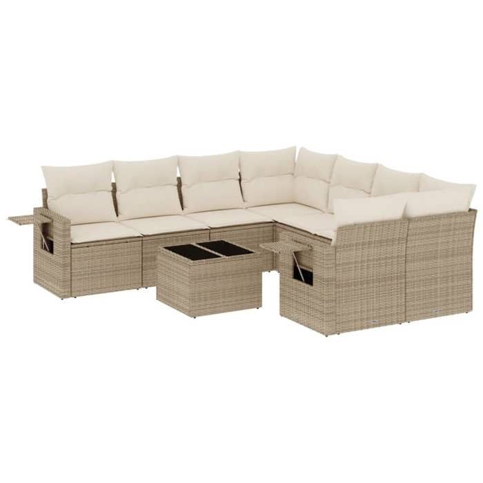 VidaXL Garden Lounge Set with Cushions 9 Pcs, Patio Sofas, Furniture Set, Outdoor Terrace Furniture, Beige 3252295