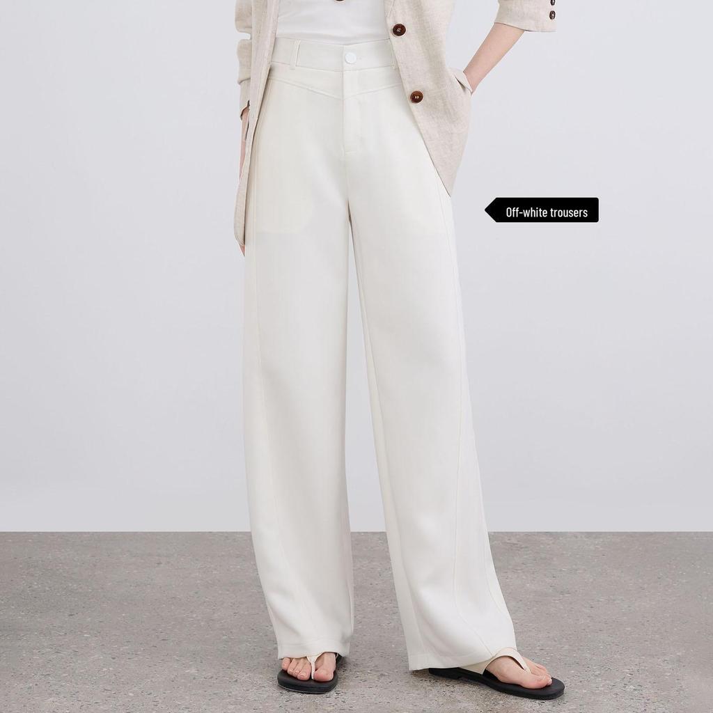 2026 Women's Slimming Wide-Leg Pants: Petite, Nine-Tenths Length, Straight, Loose Casual Fit for Spring and Summer