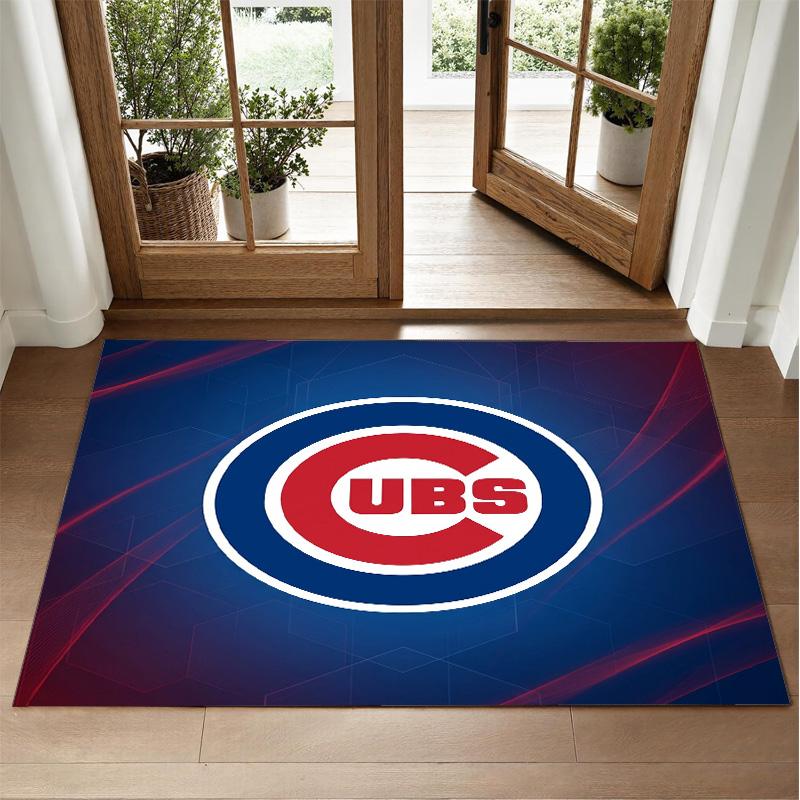 Chicago Cubs Design Crystal Velvet Rug Soft Decorative Mat for Bedroom Entrance