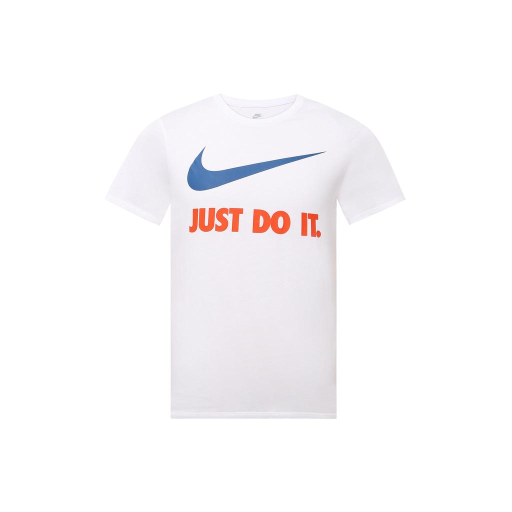 Nike Large Logo Print Crew Neck T-Shirt Men Tops White 707361-100