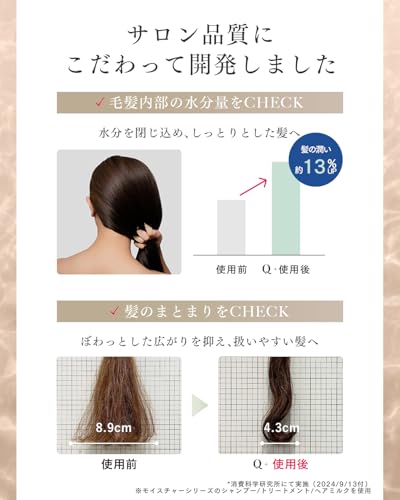 For Frizzy, Frizzy Hair: Q+ Qualitas [Moisture] Shampoo and Treatment Set, Amino Acid Shampoo, Salon Exclusive, Silicone-Free, Bath Set, 400ml/400g