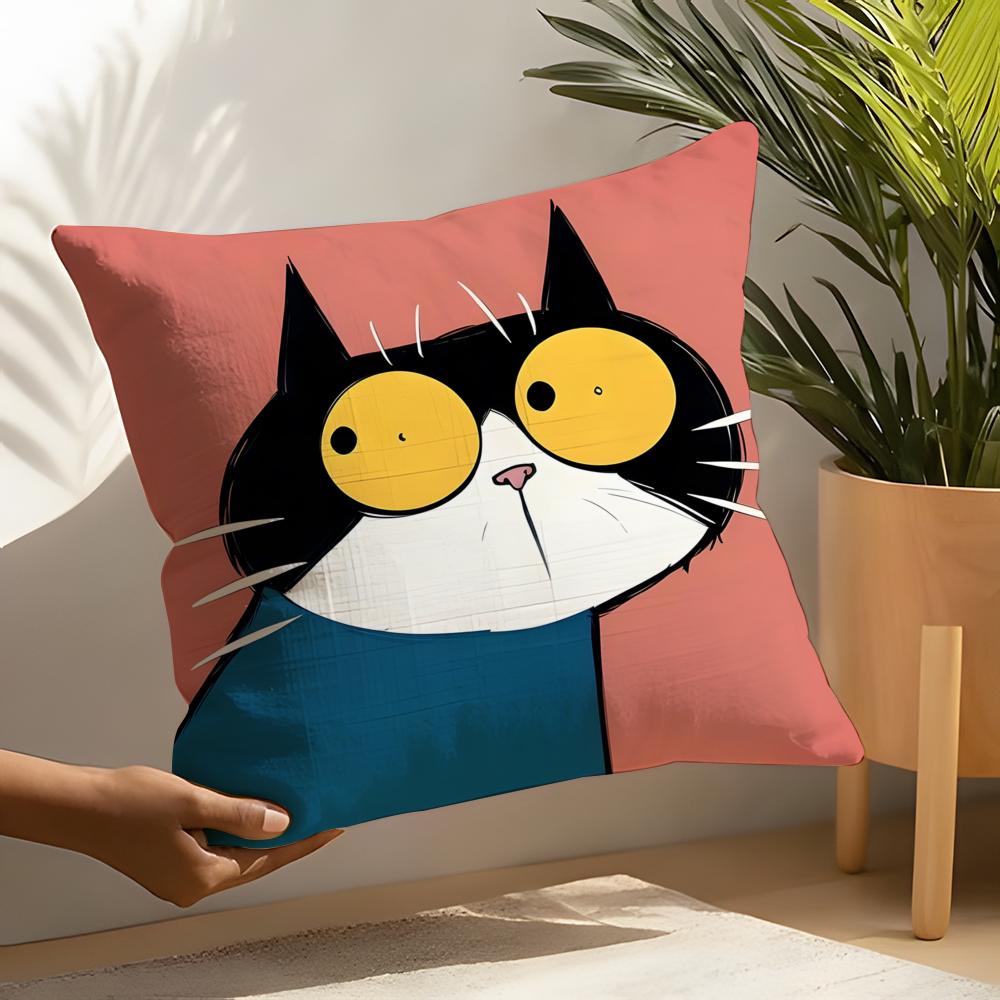 3 Funny And Silly Cat Pattern Pillow Case Home Living Room Decoration Linen Pillowcover Pillow Cases Cushion Cover