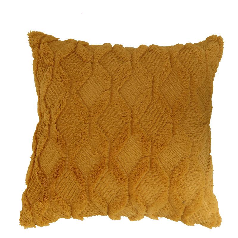 Solid Color Geometric Embroidered Plush Sofa Pillowcase
