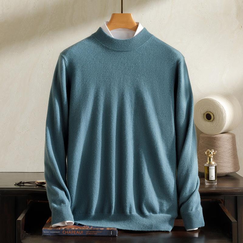 New 100 cashmere sweater semi-turtleneck teen high-end pure cashmere sweater men