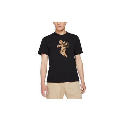 SB Breathable Casual Angel Print Skateboard Short Sleeve T-Shirt Men Tops Black DJ1219-010