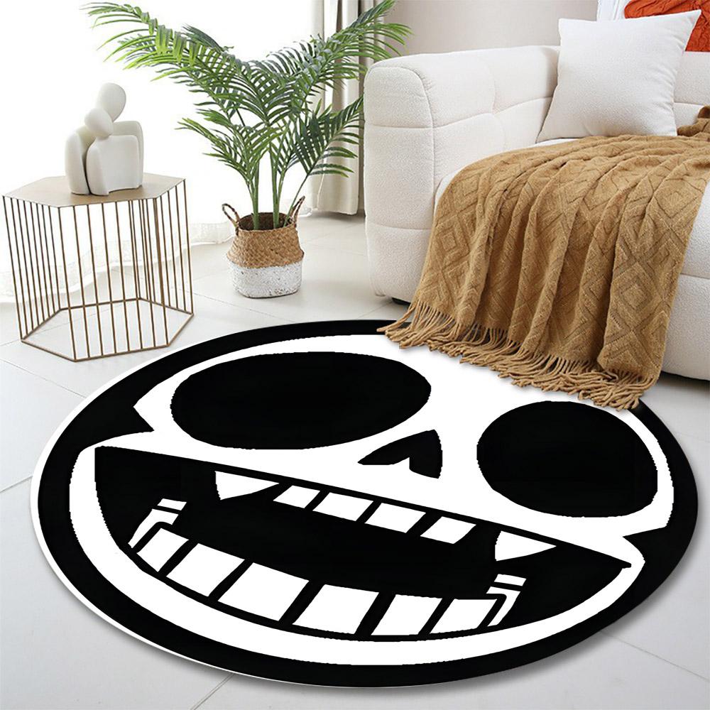 Smiling Skull Face Design Rug Print round rug, living room, bedroom, playroom carpet, non slip floor mat, gift
