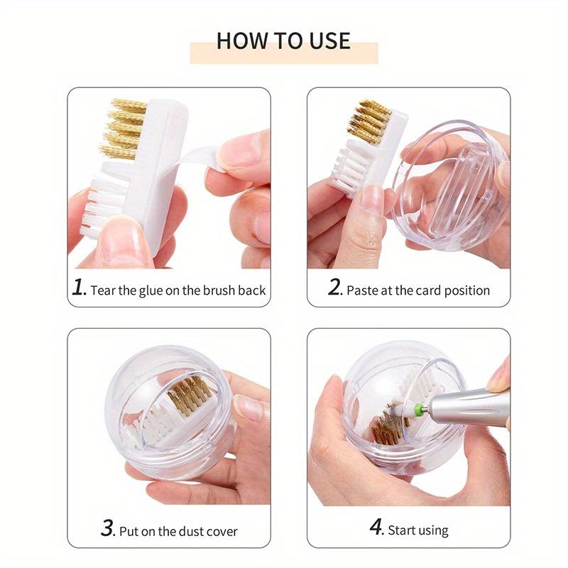 1pc Nail Polish Head Cleaning Brush Electric Nail Drill Cleaning Brush with Dust Box Portable Nail Clipper Cleaner Copper Wire Brush Cleaning Tool