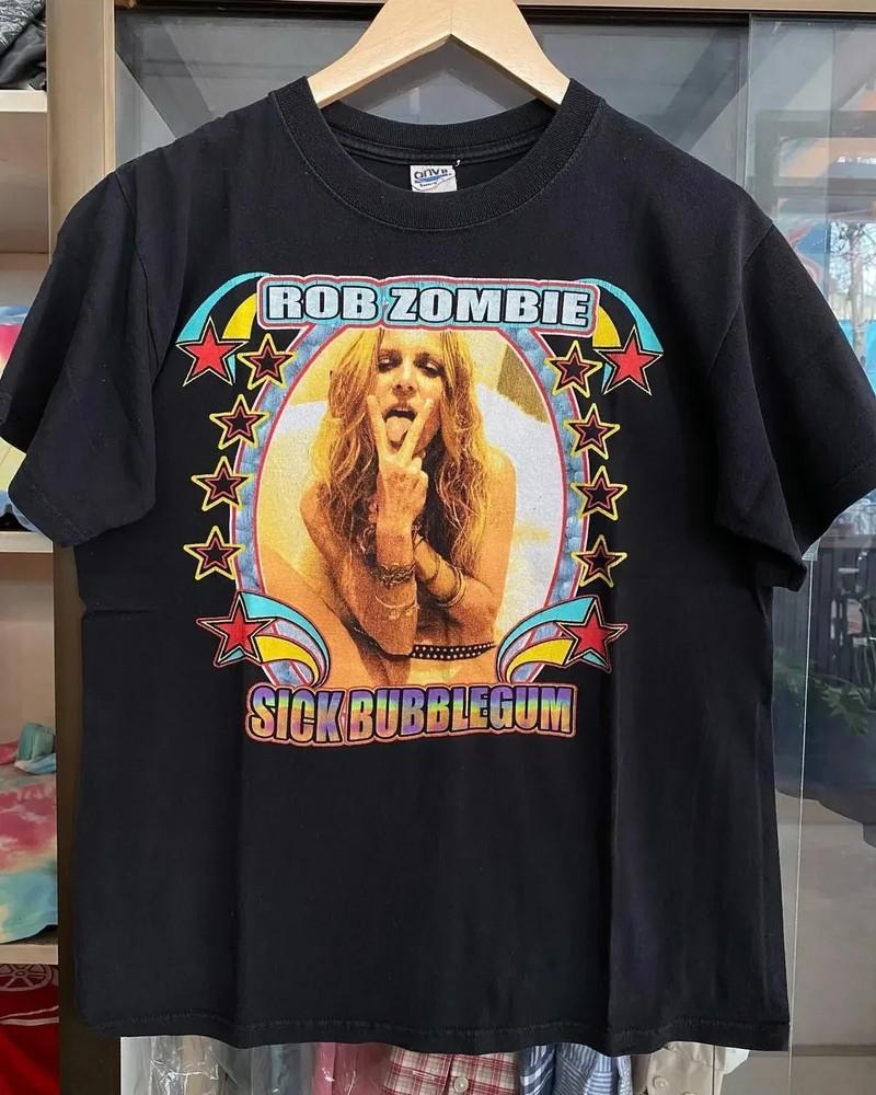 

Rob Zombie Sick Bubblegum 2010 Tour Black Short Sleeve T shirt Size S3XL Unisex T-Shirt M