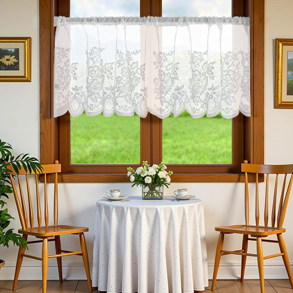 Solid Color Warp Knitted Lace Short Curtain Small Curtain Kitchen Study Half Blackout Window Screen