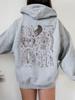 Women's Fleece-Lined Skull Print Hoodie with Kangaroo Pocket