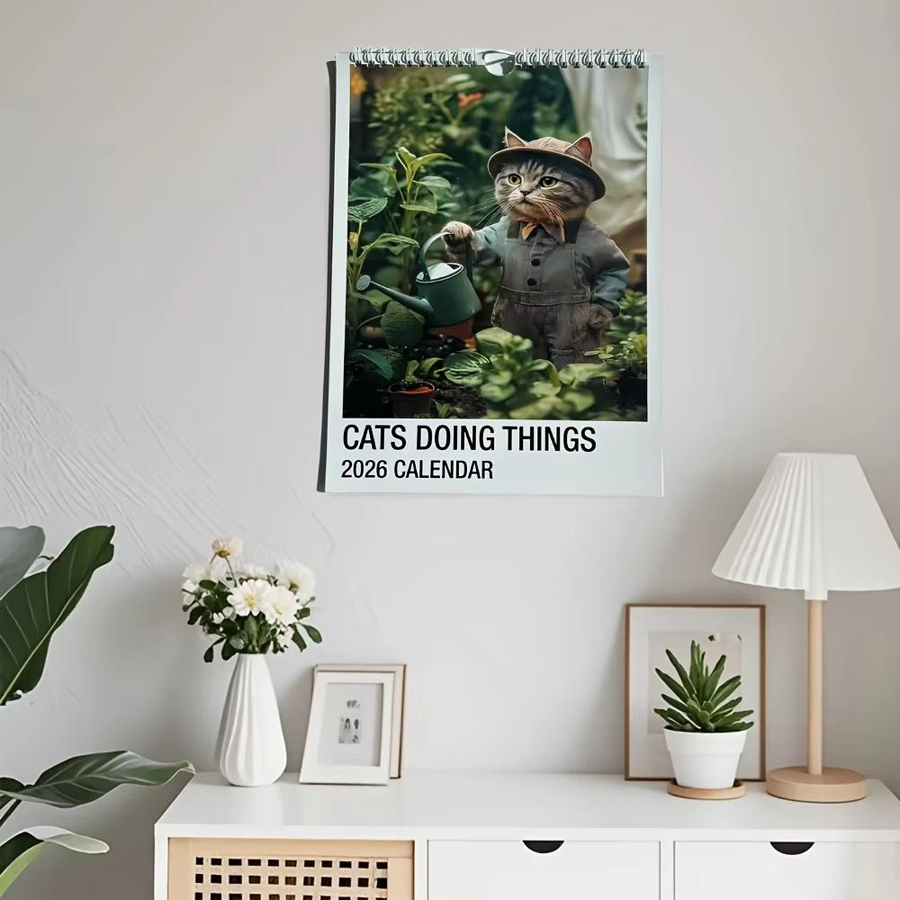 Cat Calendar Funny Cats Hangable Monthly Calendar 2026 Cat Wall Calendar 12 Months Family Planner Calendar Present for Cat love
