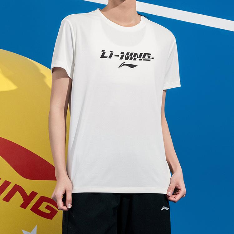 Li Ning Dynamic Letter Logo Classic Quick-Dry Loose T-Shirt Straight Leg Drawstring Versatile Shorts Casual Sports Set ATSV605-2+AKSU789-3
