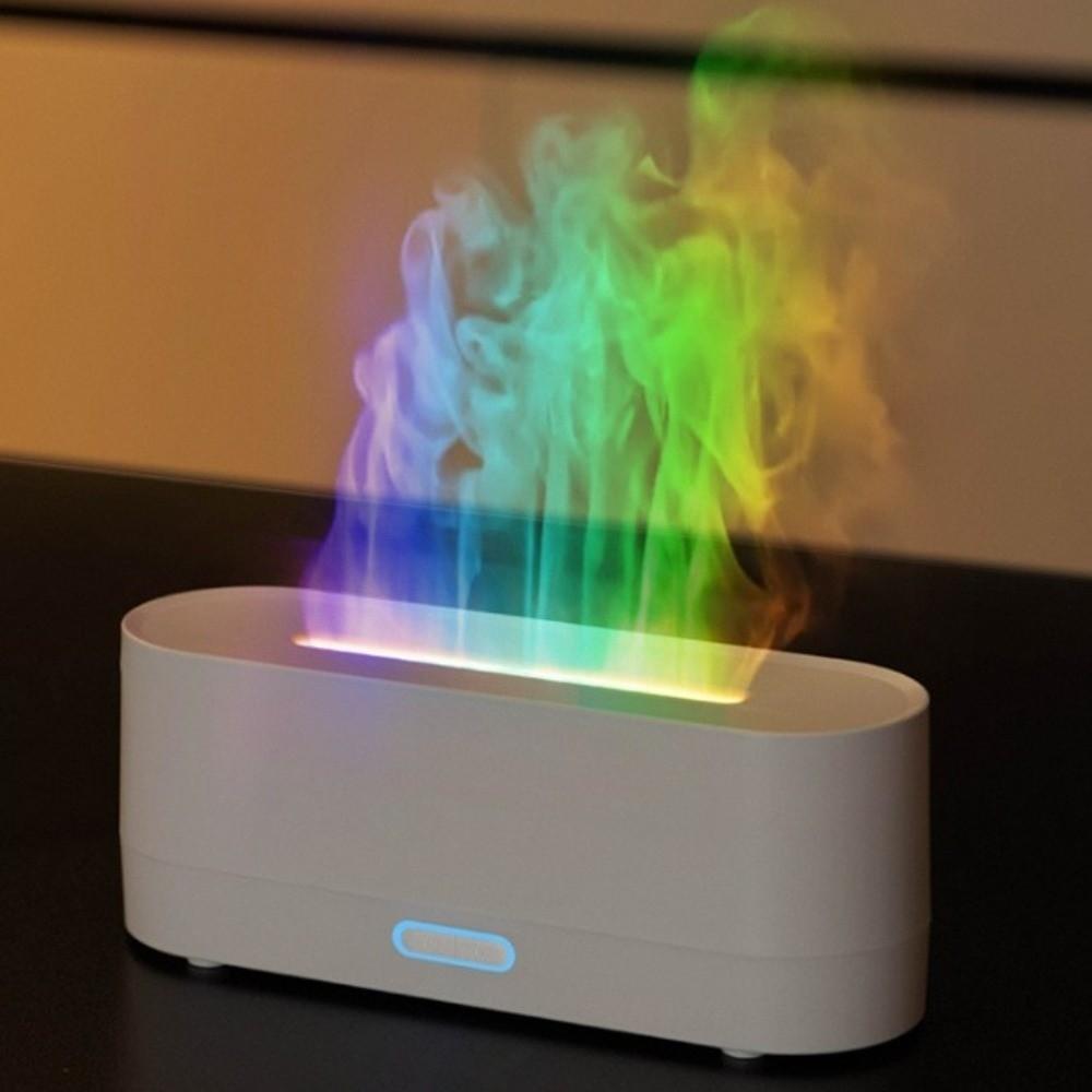 Waterless Auto-Off Flame Air Humidifier RGB Flame Ultrasonic Mist Maker  Air Purification