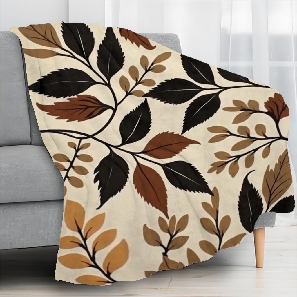 Autumn Leaves Pattern Throw Blanket Warm Fall Design for Living Room Sofa Decor NatureInspiredHome Gift for Her