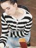 Kijun Striped Knit Cardigan Black Cream