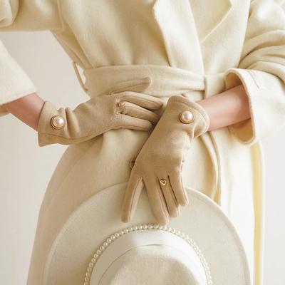 Dámské módní rukavice s perlovou ozdobou, lehké elegantní rukavice, zimní podzimní venkovní větruodolné rukavice