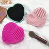Silicone Sponge Makeup Brush Cleaner Portable Travel Heart Shape Foundation Brush Cleaning Mat Double Sided Cosmetic Brush Washing Pad