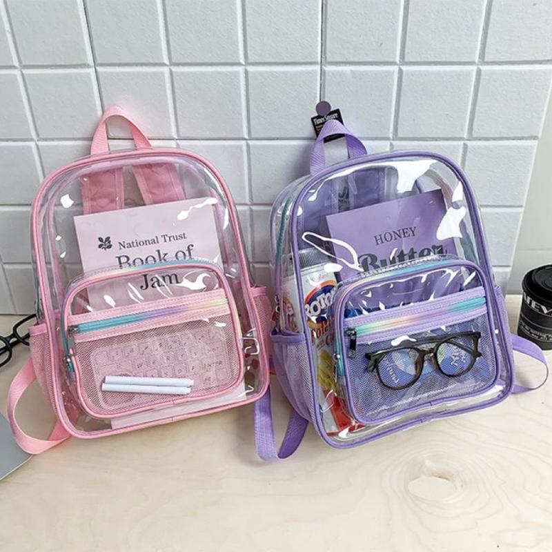 New Mini Clear Backpack Fashion Student Jelly Transparent PVC Travel Knapsack Summer Waterproof Beach Versatile Storage Rucksack