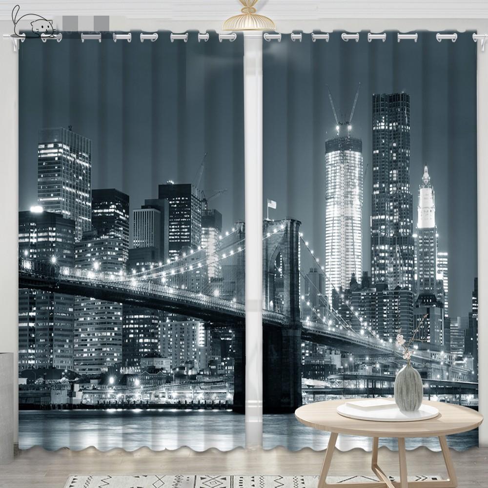 2Panels New York City Night Curtain Statue of Liberty Curtain for Bedroom Living Room Kitchen Window Blinds cortinas Grommet Top