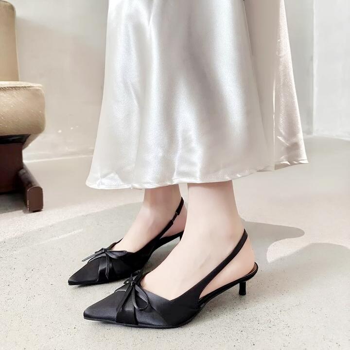 New High Quality Women's Shoes Baotou Women's Sandals Fashion Butterfly-knot Dress Sandals Women New Plus Size Heels Women