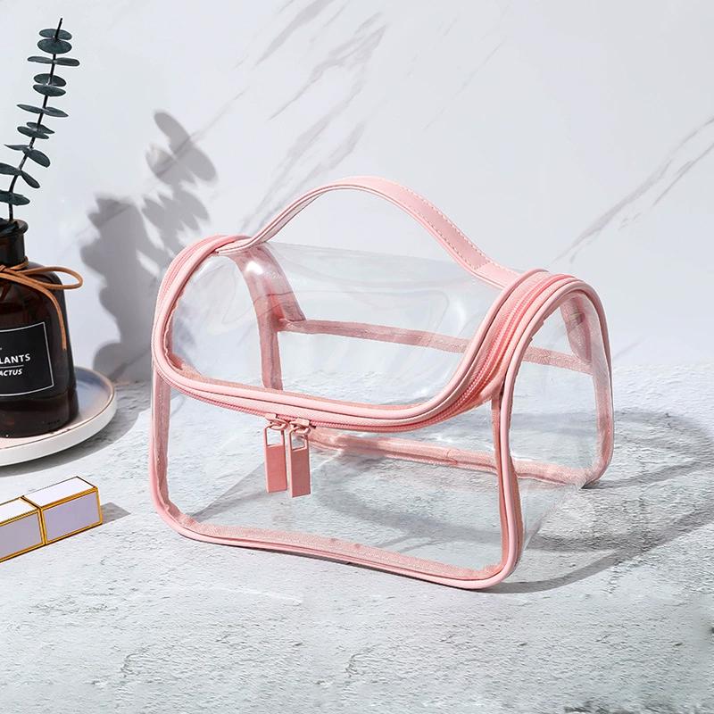 Large Capacity Waterproof Transparent Travel Cosmetic Bag PVC Portable Makeup Storage Pouch Zippered Toiletry Bag