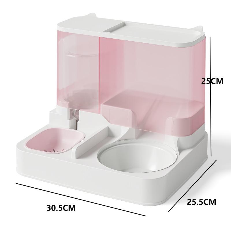 

Прозрачная кормушка для кошек, автоматическая миска для кормления домашних животных, 2-в-1, диспенсер для воды для кошек, комбинированное ведро для хранения зерна для кошек, щенков Plastic Bowl розовый