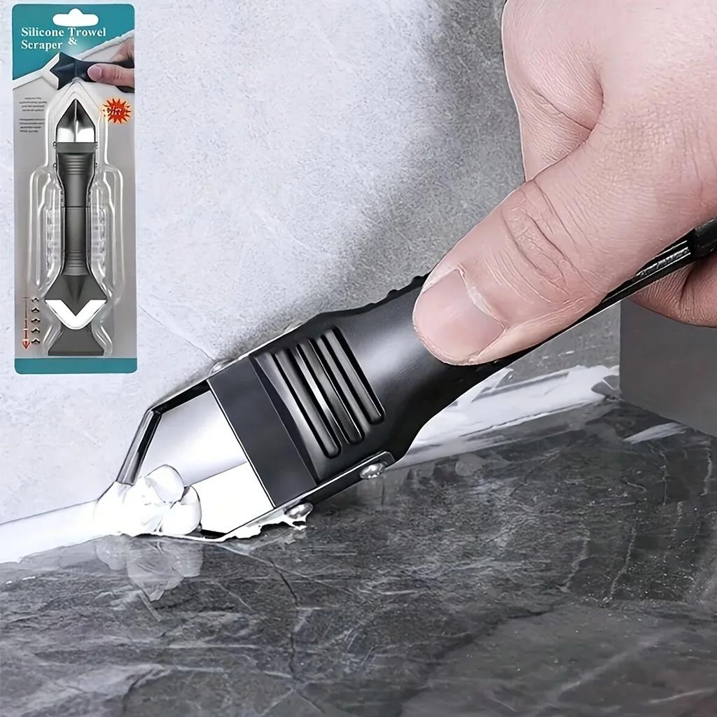 1pc-3-in-1 Silicone Caulking Tool Kit Stainless Steelhead Caulk Remover and Sealant Finishing Tools Grout Scraper