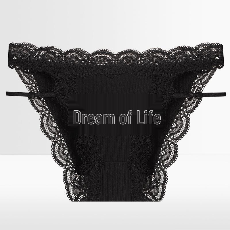 Japanese Style Low-Waist Cotton Lace Trim Women's Panties - Sweet and Cute Korean Design