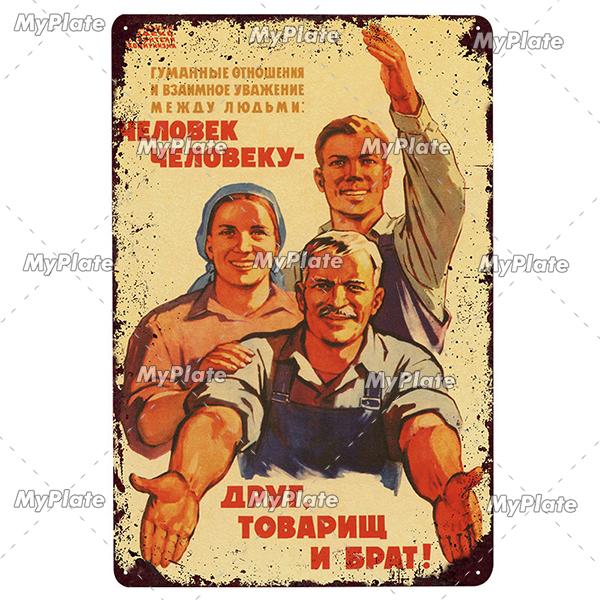 Russian Metal Sign Plaque Tin Sign Plate Wall Decor For Bar Club Man Cave Aviation Poster Classical Stalin Leader Poster